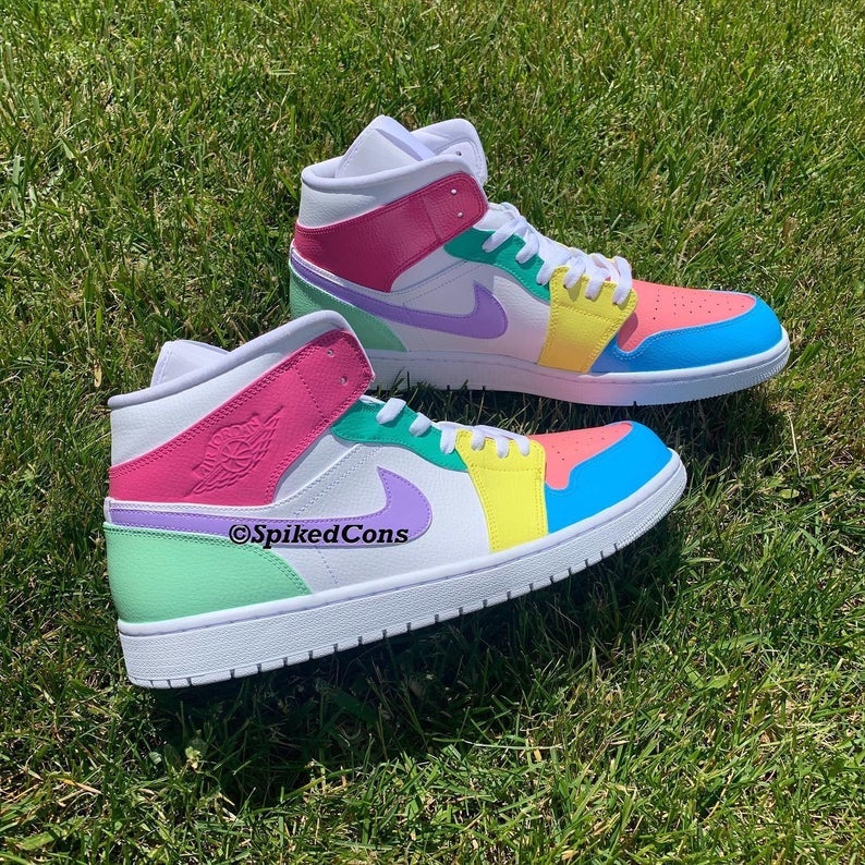 Blue pink and purple jordans discount